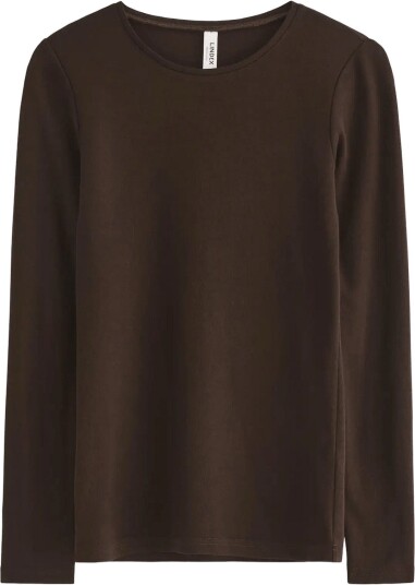 Lindex Long Sleeve Top In Merino Wool   DARK BROWN   L