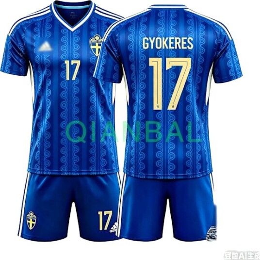 VM 2026 Sverige landslag bortedrakt – Voksen og barneversjon trøye + shorts #Nr.17 GYOKERES