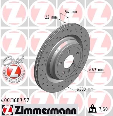Bremseskive ZIMMERMANN 400.3687.52