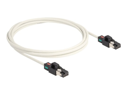 Delock Koblingskabel Rj-45 Hann Til Rj-45 Hann 2 M 5 Mm S/Ftp Cat 6A Halogenfri Formstøpt Uten Hindringer Hvit