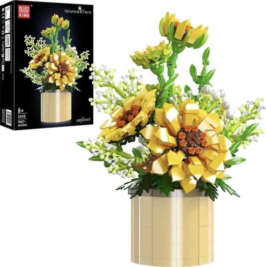 Mould King Solsikke Blomsterbukett I Vase Byggesett 8+ År 1047 Deler