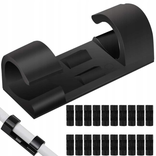 Selvklebende kabelholder 20 pakk kabelholder svart