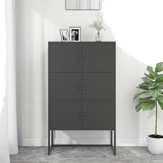 vidaXL Highboard antrasitt 80x35x135 cm stål