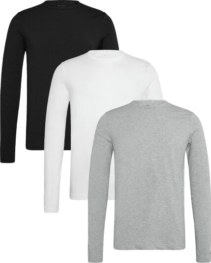 Tommy Hilfiger 3P Ls Tee BLACK WHITE GREY HEATHER XL