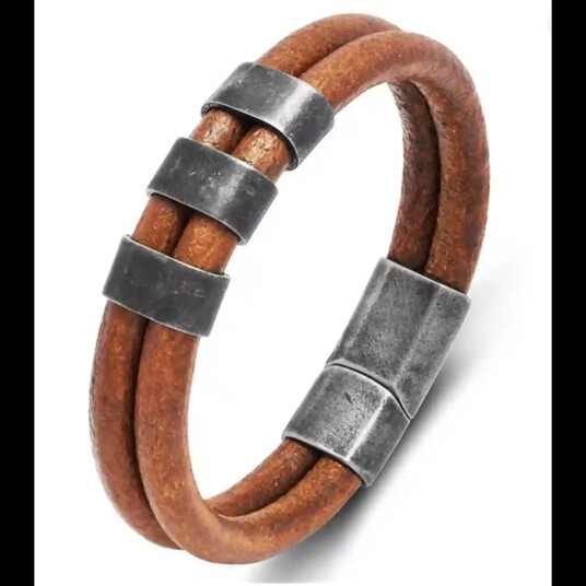 Rustic Core Brunt Herrearmbånd med Vintage Stål & Magnetlås Rustic Core Brunt Herrearmbånd med Vintage Stål & Magnetlås