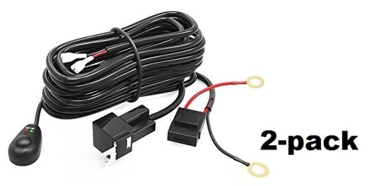 2-paks Relékabelsett 40A med bryter, for LED-ramper og tilleggslys