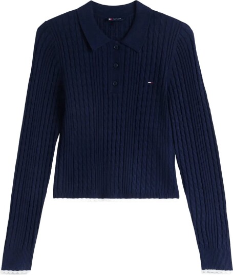 Tommy Jeans Tjw Micro Cable Polo Sweater Navy XS Tommy Jeans Tjw Micro Cable Polo Sweater Navy XS