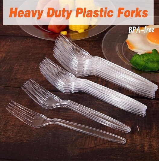 50 stk Gjennomsiktige Heavy Duty Gjenbrukbare Plastgafler