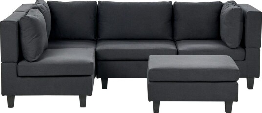 4 sits Hörnsoffa med fotpall Beliani Unstad Beige/svart Black