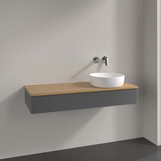 Villeroy & Boch Antao Servantskap med 1 skuff 120x50x19 cm m/lys Antrasitt/Eik Villeroy & Boch Antao Servantskap med 1 skuff 120x50x19 cm m/lys Antrasitt/Eik