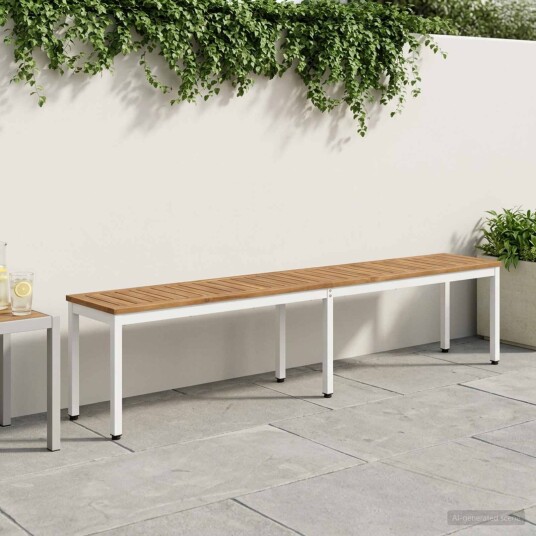 vidaXL Hagebenk 201 x 35 x 45 cm Solid akasietre Naturlig og Hvit