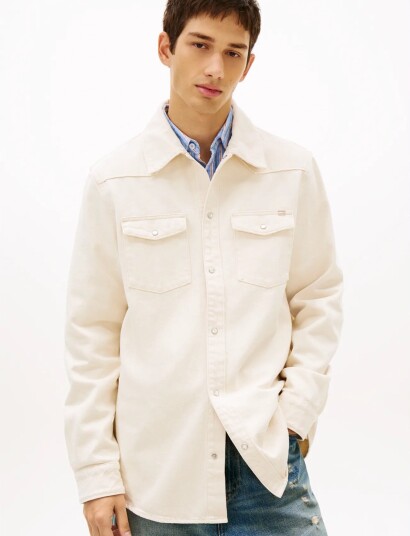 Tommy Jeans Denim Western Overshirt Bj6004 Cream XL