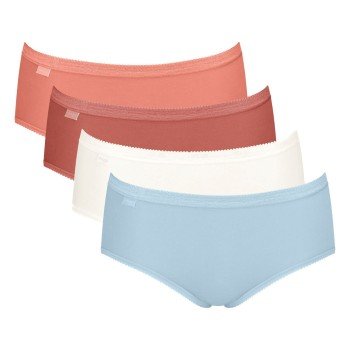 Sloggi Truser 4P Basic Plus Midi Color Blå/Oransje bomull 44 Dame Sloggi Truser 4P Basic Plus Midi Color Blå/Oransje bomull 44 Dame
