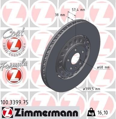 Bremseskive ZIMMERMANN 100.3399.75