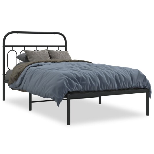  Sengeramme i metall med hodegavl svart 100x190 cm 8721102645815