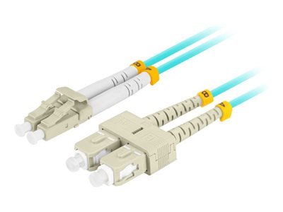 Fiberoptisk Løpekord Mm Lc/Upc-Sc/Upc Duplex 3,0Mm Om3 50/125 Lszh 0,5M Aqua Lanberg
