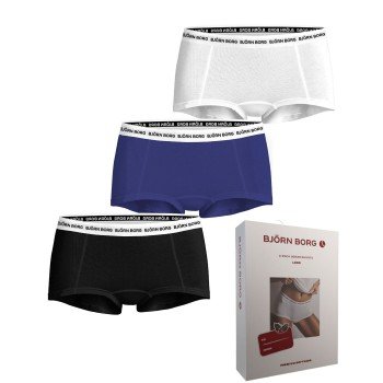 Björn Borg Truser 3P Everyday Cotton Boxer Shorts Svart/Blå bomull X Small Dame