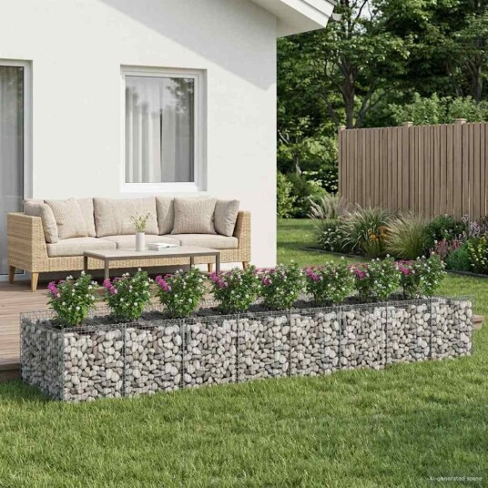 vidaXL Gabion hevet seng 3 stk. 400 x 100 x 60 cm Galvanisert stål