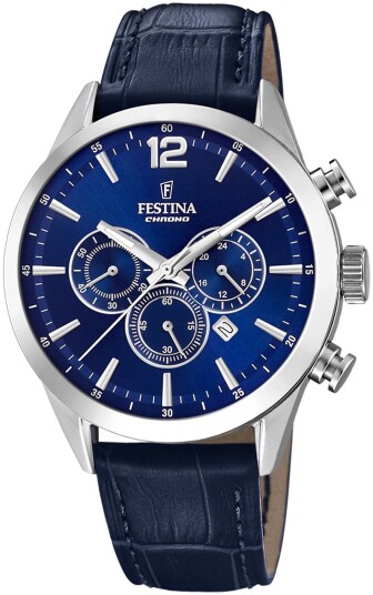 Festina Herreklokke F20542 2 Timeless Blå/Lær Ø44 mm