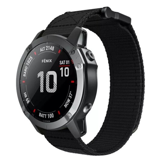INCOVER Universal Garmin 22mm Nylonstropp m. Borrelås - Svart