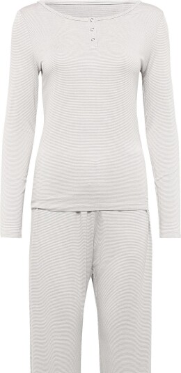 Hunkemöller Pj Ls Henley Thin Stripe Blue M