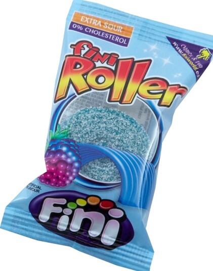 Fini Blue Raspberry Roller Fizz   Blå Vingummi