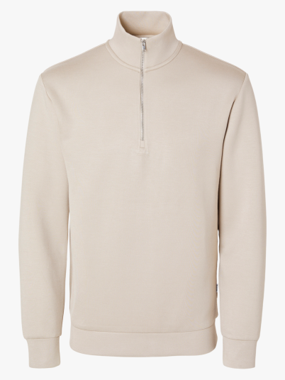 Selected Homme Emanuel Soft Zip High Neck Sweat Beige XL
