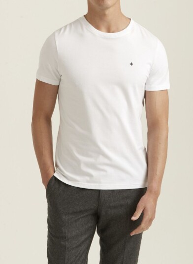 Morris stockholm james slim fit stretch t skjorte hvit herre bomull s