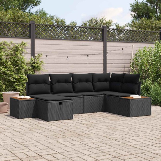 vidaXL Hagesofa Set Svart polyrotting