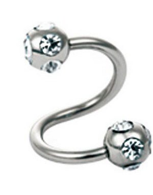 Aab Curve Øyenbrynspiercing med Klare Stener Strl 1.2 x 8 med 3 mm kule