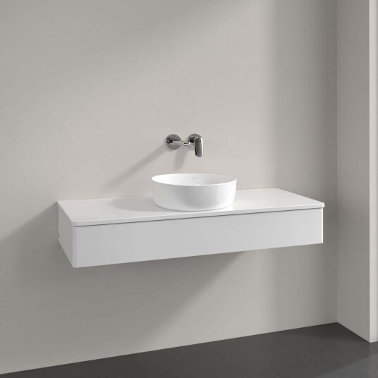 Villeroy & Boch Antao Servantskap med 1 skuff 120x50x19 cm m/lys Hvit Høyglans Villeroy & Boch Antao Servantskap med 1 skuff 120x50x19 cm m/lys Hvit Høyglans