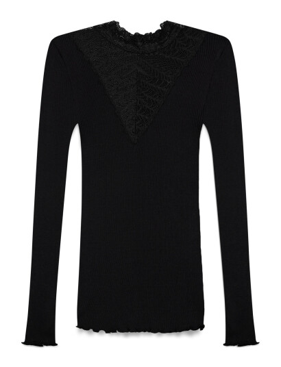 Rosemunde Rwbeatha Silk Ls  Lace T-Shirt - Black - XL