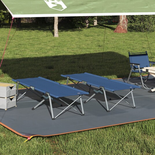 Sammenleggbar camping seng 2 pcs Blå 194 x 62,5 x 42,5 cm