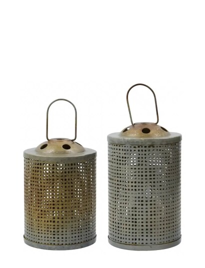 house doctor Tealight Holder, Hdmeta, Antique Brass Finish - Grey - ONE SIZE