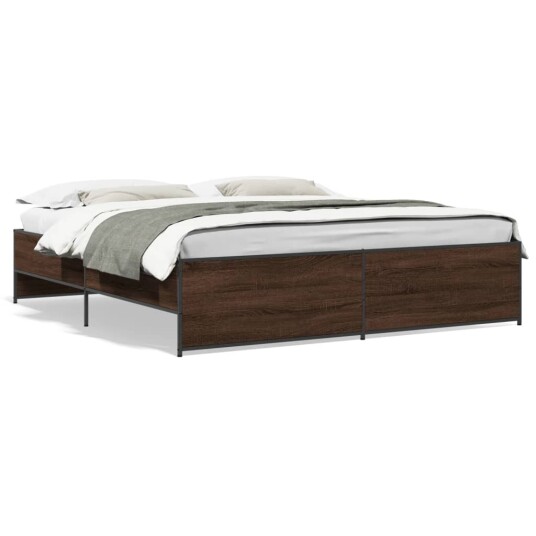  Sengeramme brun eik 200x200 cm konstruert tre og metall 8721102610615