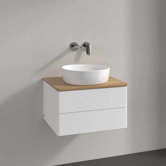 Villeroy & Boch Antao Servantskap med 2 skuffer 60x50x36 cm u/lys Hvit Matt/Eik