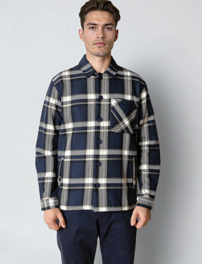 Clean Cut Copenhagen Asher Checked Overshirt - Navy - S
