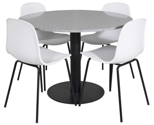 Venture Design Razzia & Arctic spisegruppe Grå/hvit 4 st stoler & bord 106 cm