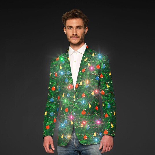 Oppo Merchandise Group OppoSuits Christmas Green Tree Light Up Herre Dressjakke 50