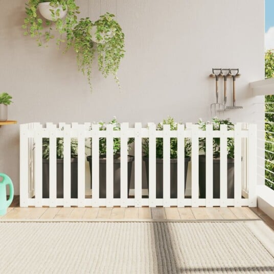 Høybed med gjerdedesign hvit 200x50x70 cm heltre furu