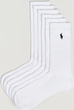 Ralph Lauren Polo 6 Pack Cotton Crew Socks White