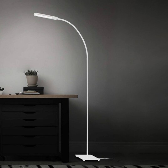Briloner LED-gulvlampe Servo, dimbar, Hvit / opal, Arbeidsrom / kontor, Metall, Moderne, Leselampe Briloner LED-gulvlampe Servo, dimbar, Hvit / opal, Arbeidsrom / kontor, Metall, Moderne, Leselampe