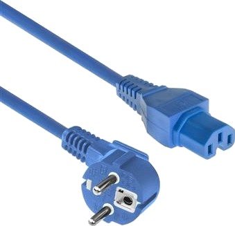 ACT Strømkabel Nettplugg CEE 7/7 Hann (Vinklet) - C15 Blå 2 m