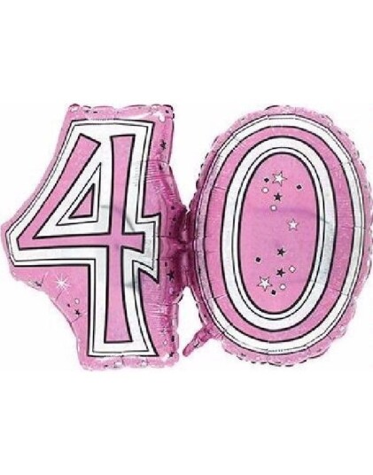 40 Års Feiring Rosa og Sølvfarget Folieballong 81 cm