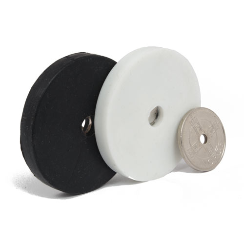 SuperMagneter Gummiert Magnet Med Hull   Ø 43 Mm   Sort Og Hvit