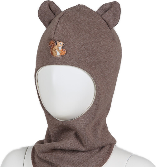 Kivat Balaclava med Ekorn Brown Melange 1 1år