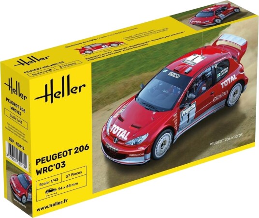 Heller 80113 Peugeot 206 WRC 2003 Modellbil Byggesett 1:43