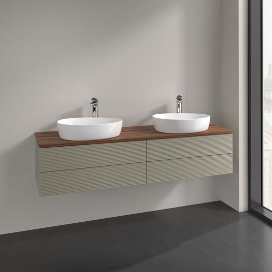 Villeroy & Boch  Antao Servantskap med 4 skuffer 160x50x36 cm u/lys Steingrå/Valnøtt