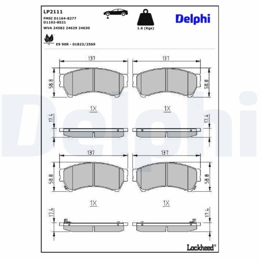 Bremseklosser DELPHI LP2111 Bremseklosser DELPHI LP2111