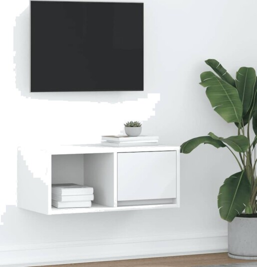TV benk hvit 60x31x25,5 cm konstruert tre